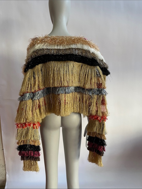 Vivienne Westwood Jackets & Blazers - Vivienne Westwood RED LABEL Bolero Fringe Hippie Jacket Beige/Grey Stripes SS17